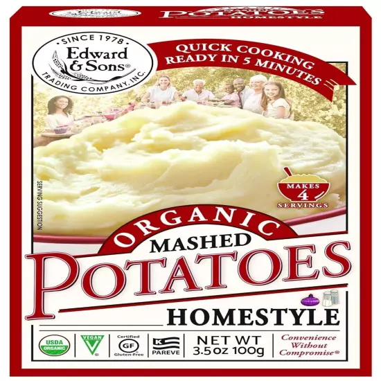 Delicious Vegan Instant Mashed Potatoes - Gluten-Free Home Style Flavor (6 Pack)