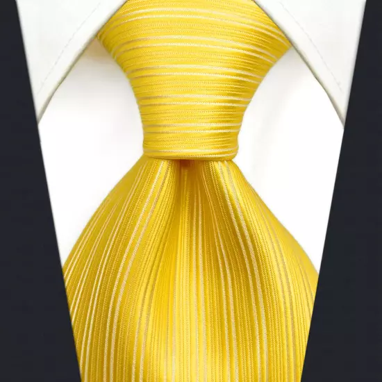 S&W SHLAX&WING Neckties for Men Solid Color Yellow Golden Tie