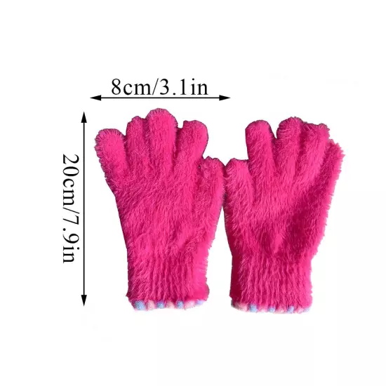 Women's Fluffy Gloves Mink Velvet Fuzzy Cozy Stretch Wrist Mittens Winter Warm