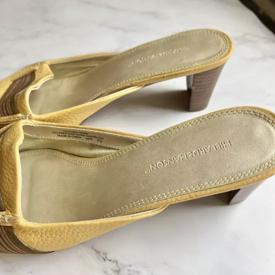 Vintage Hillard & Hanson 80s leather mustered yellow mules Women’s Size 8.5