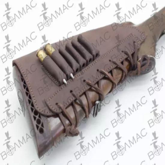 Leather Rifle Cartridge Holder Pouches Ammo Butt stock 6 Pockets. USA Seller !