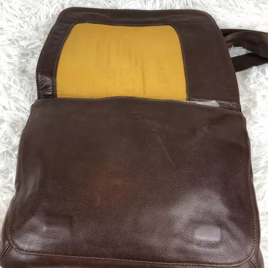 Rare All Leather Tumi Shoulder Bag Flap Brown Men'S