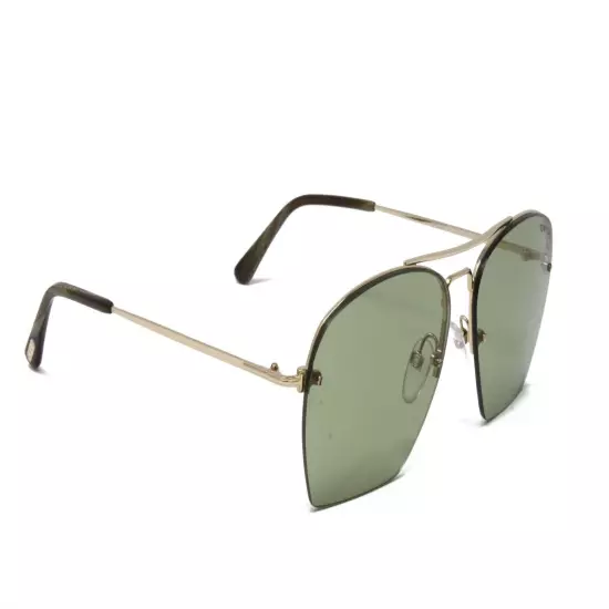 Tom Ford Unisex Sunglasses Whelan TF0505S 28N Gold Green Horn 58mm Green Lens