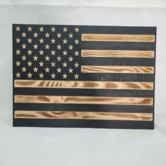 19" Black and Burnt American Flag handgun concealment cabinet hidden gun storage