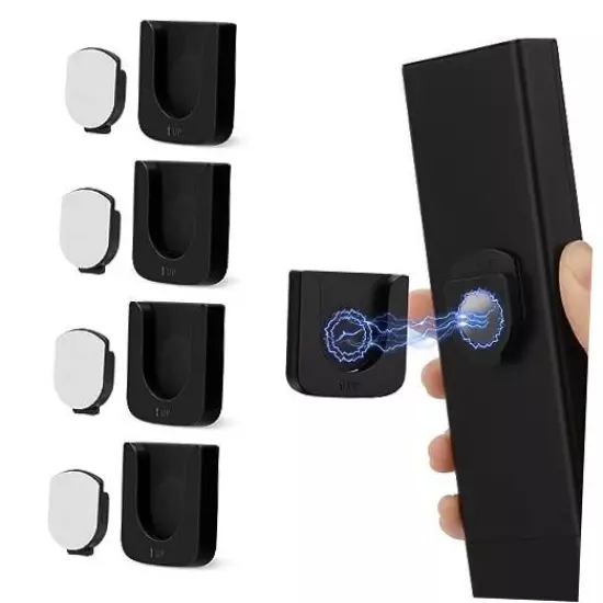  Magnetic Remote Control Holder Wall Mount, Innovative Slot Black, 4 pack