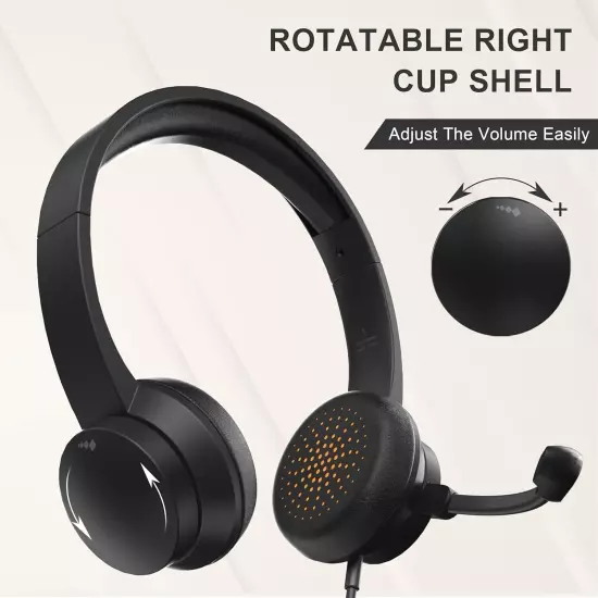 Headset with Mic for PC, USB Headset with Noise Cancelling Microphone, Computer