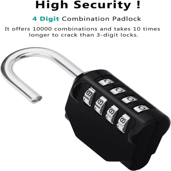 Lock 4 Digit Combination Padlock Outdoor School Lock Gym Lock and Black Lock