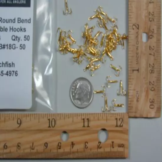 98 - 101 pcs Gold size #18 Treble Hooks small standard round bend Bait powerbait