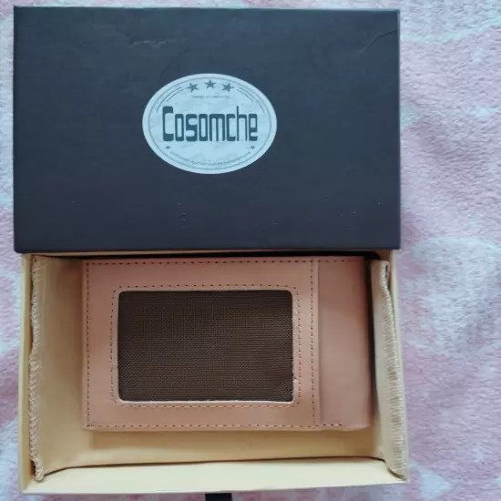 Cosomche Leather Natural Wallet Beige New in the box "To my son" Christmas