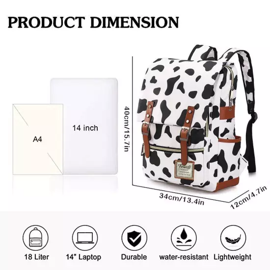 Cow Print School Backpack for Girls 156 Laptop Backpacks College School Bag