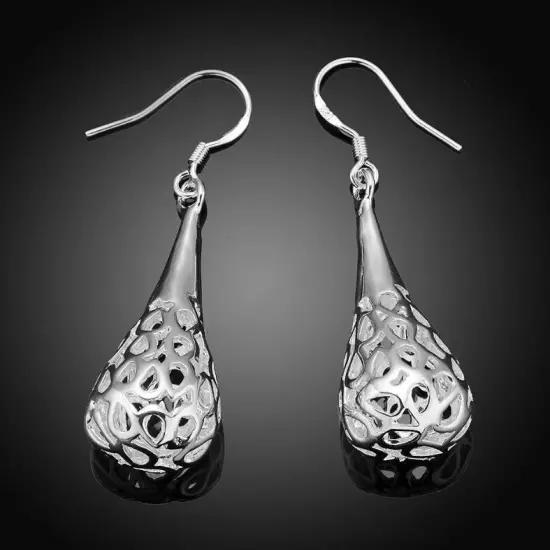 New 925 Sterling Silver Filled Filigree Drop Dangle Earrings Cute 