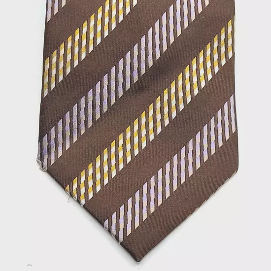 Brown Diagonal Stripe Silk MATTARAZI uomo Handmade Classic Necktie with Tags