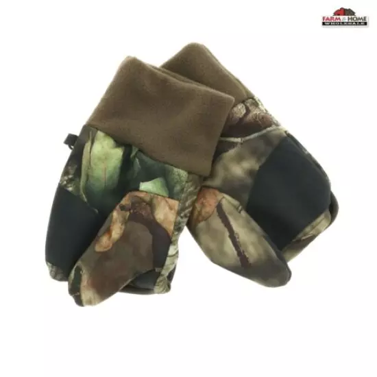 Hot Shot Mossy Oak Camo Pop Top Hunting Gloves Mittens ~ Size Medium ~ New