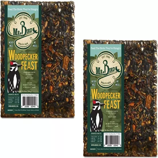 2-Pack Woodpecker Feast Large Wild Bird Seed Block 1 Lb. 12 Oz.