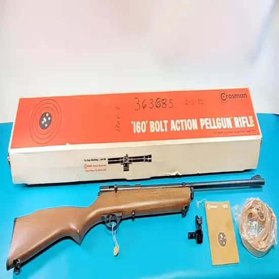 Vintage Crosman Model 160 CO2 Air Rifle +Box & S331 Peep Sight + Provenance #881