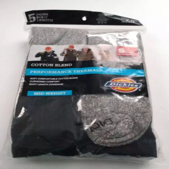 Dickies 5 pair boot crew Thermal socks medium weight cotton blend DARK BLUE