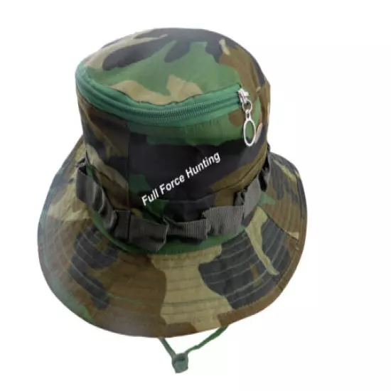 Camo Fishing Hunting Camping Hiking Boonie Bucket Wide Brim Hat & Insect Netting