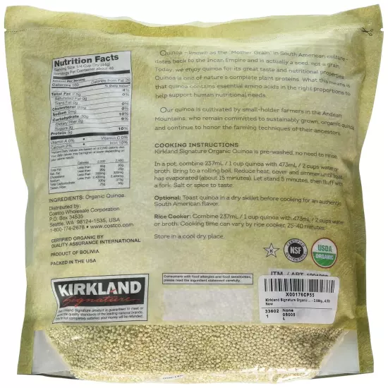 Kirkland Signature Organic Gluten-Free Quinoa From 4.5 Pound (Pack of 1) 