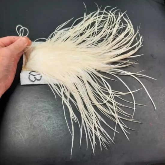 Nice White Cream Rooster Saddle Hackle Long Thin Dry Fly Tying Hair Feathers #03