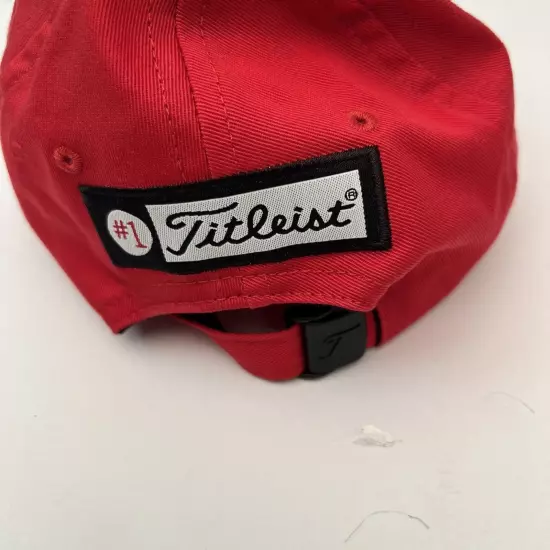 Titleist Pro V1 Foot Joy Hat Mens Red White Adjustable Strapback Cap #1 Golf