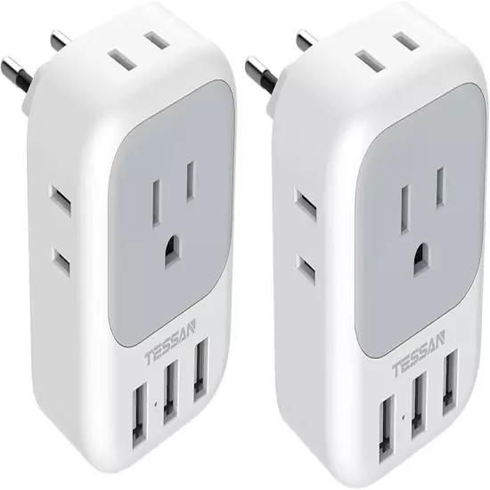 European Travel Plug Adapter 2 Pack, to Europe Power Adapter with 4 AC Outle...