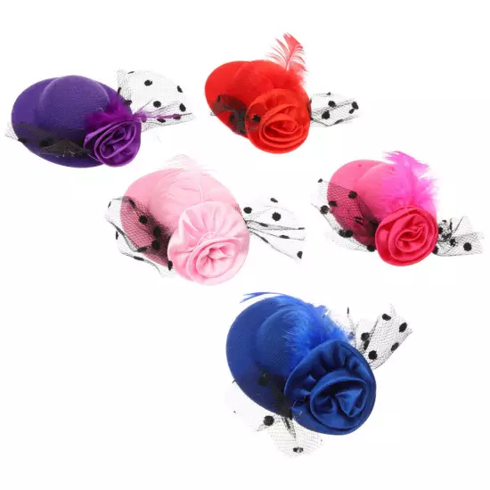 6PCS Mini Tea Party Hats DIY Colorful Hair Accessories Doll Dress up Tops Hats