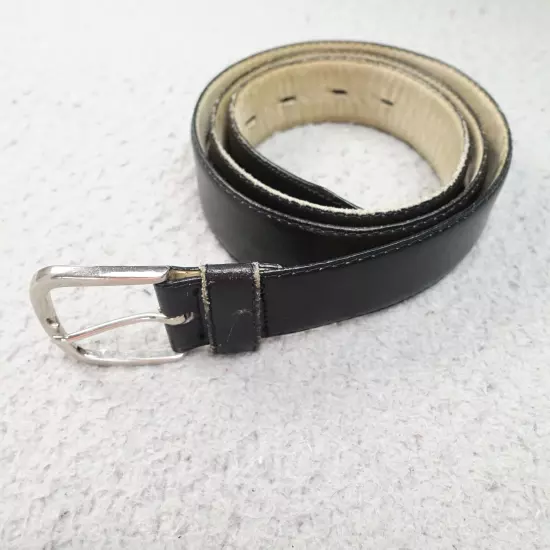 Vintage Hidden Money Pocket Travel Leather Belt Zipper Mens Black Leather 42 ins