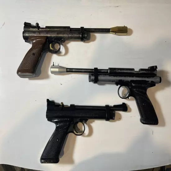 THREE USED Crosman CO2 Powered Bolt-Action Single Shot Target Air Pistol LOT