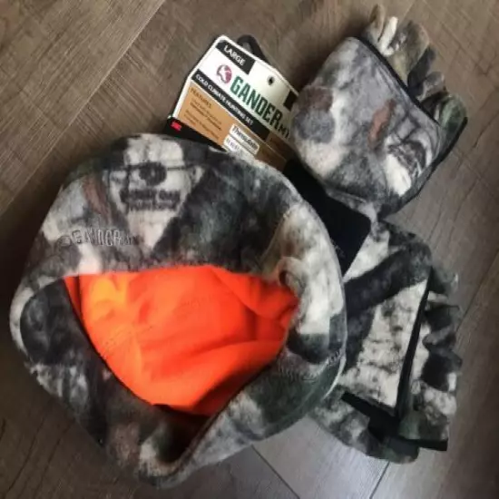 Gander MTN - Fleece Beanie & Gloves - XL - Hunting Set - Blaze Reversible