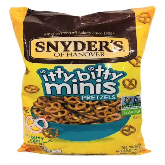 Snyder's of Hanover, Itty Bitty Minis Pretzels, 12 Oz Bag 12 Ounce (Pack of 12)