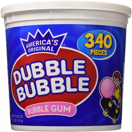 Chewing Gum Tub 340 Ct Individually Wrapped Bucket Double 53.9 Oz