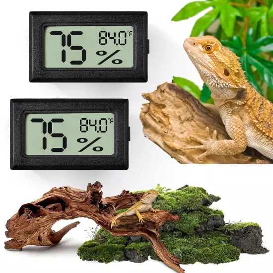 Reptile Thermometer and Humidity Gauge,2PCS Digital Adhesive Reptile Hydromet...