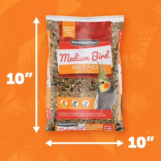 Medium Bird Everyday Blend Dry Bird Food for Cockatiels, Love Birds; 3 Lb Bag