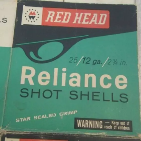 VINTAGE RELIANCE RED HEAD GREEN SHOTGUN SHELLS 12 ga Box Empty