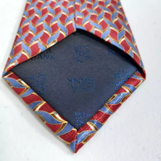 Tie Silk Red Blue Gold Mens Jos A Banks Geometric Tie Corporate Collection 