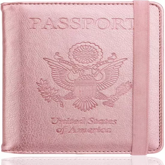 Passport Holder for Travel, RFID Passport Cover Wallet for Women Men, PU Leather