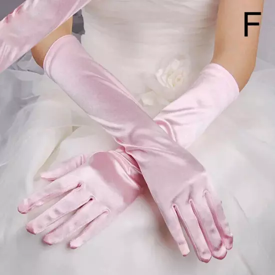 Women's Satin Long Gloves Opera Wedding Bridal Evening Party Prom Costume Glove