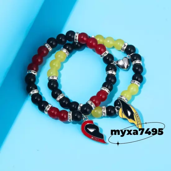 Cosplay Bracelet Deadpool 3 & Wolverine Beaded Heart Pendant Hand Chain Jewelry