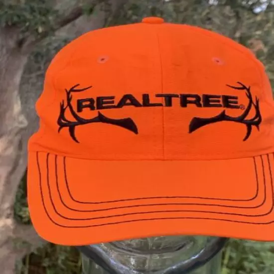 REAL TREE bright Orange Fluorescent Hunting Hat Deer horns Sz One Size ❤️sj17j17