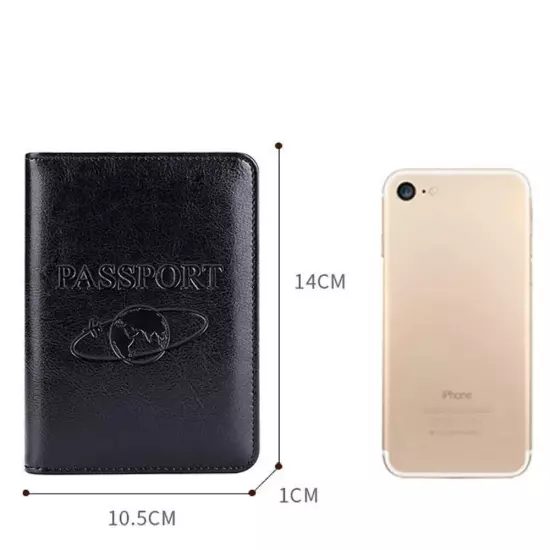 TP-8296 Multi-functional RFID Leather Travel Passport Holder(Black)