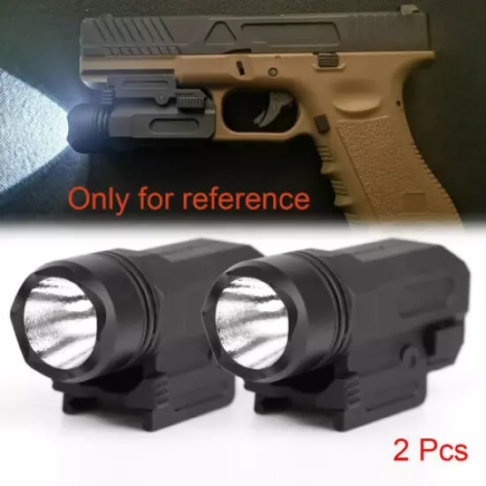 2 Pack Tactical Pistol LED Gun Flashlight Torch Light for 20mm Picatinny Rail US