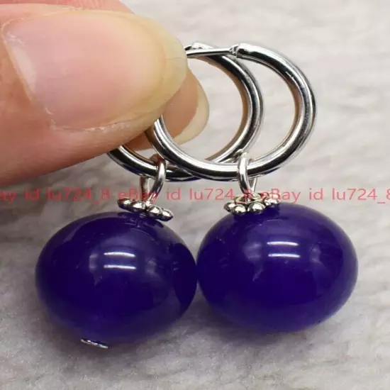 8/10/12mm Natural Multicolor Gemstone Round Beads Silver Leverback Earrings