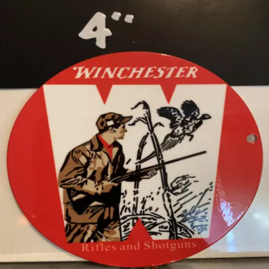 WINCHESTER Porcelain Like Magnet Shotguns Rifles Hunting Pheasant Sign