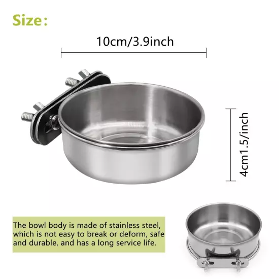 2 Pcs Small Bird Feeding Dish Cups,Parrot Food Bowl Cage with Clamp Holder St...