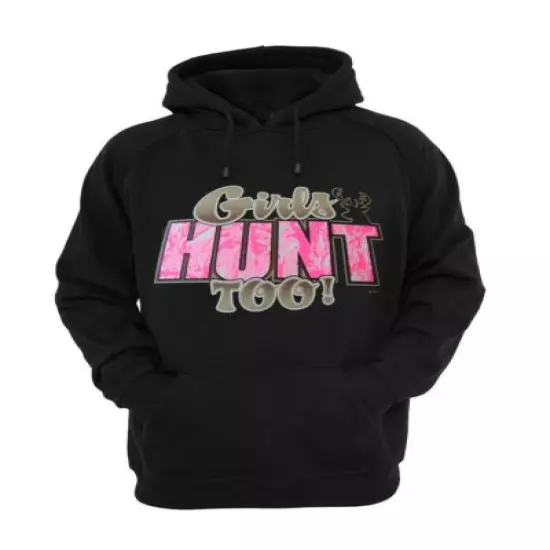 Women Plus Size Black Fuscia Hoodie Camo Country Southern Girl Hunts Deer 2X-5X