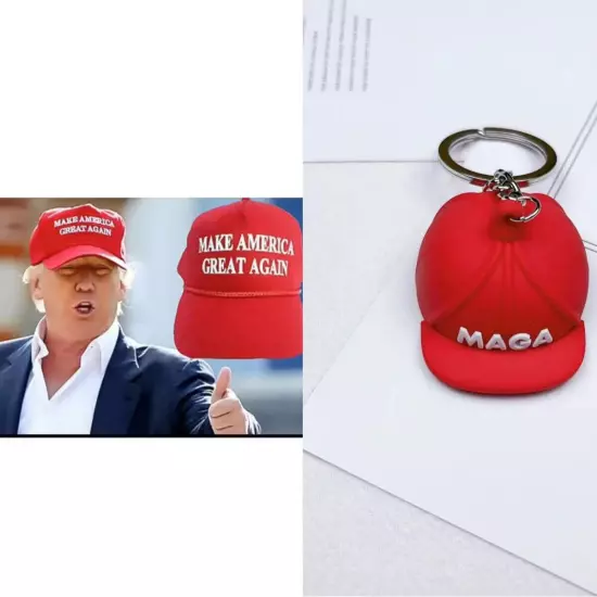 Donald Trump MAGA Hat Keychain Make America Great Again Keyring Silicone-