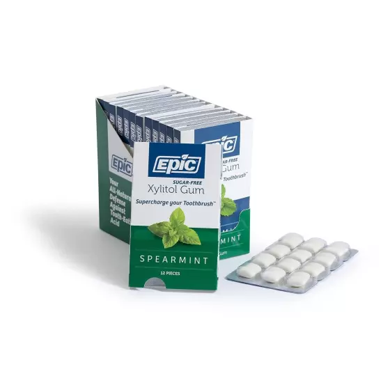 Refreshing Xylitol Chewing Gum for Better Gum Health - 12 Packs of Spearmint