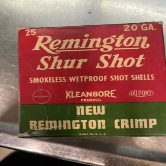 Vintage Remington Shur Shot 20 Gauge 2 3/4 Shotgun Shell Empty Box ONLY 