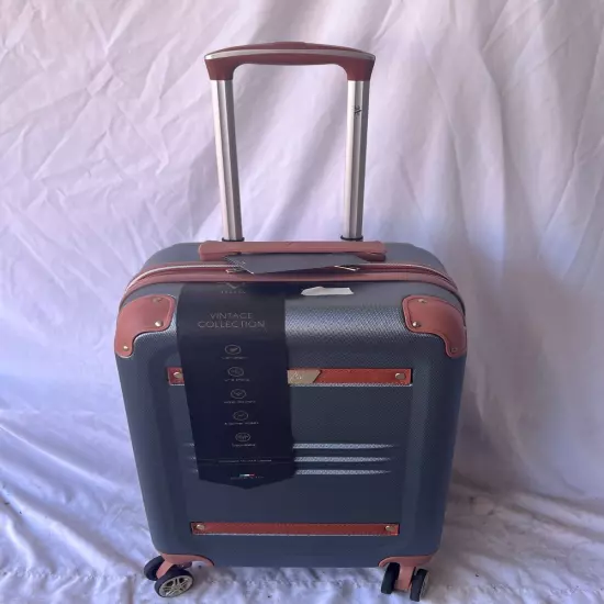 19V69 Italia Vintage-Like 20" Expandable Retro Luggage Gray Hardcase Carry On