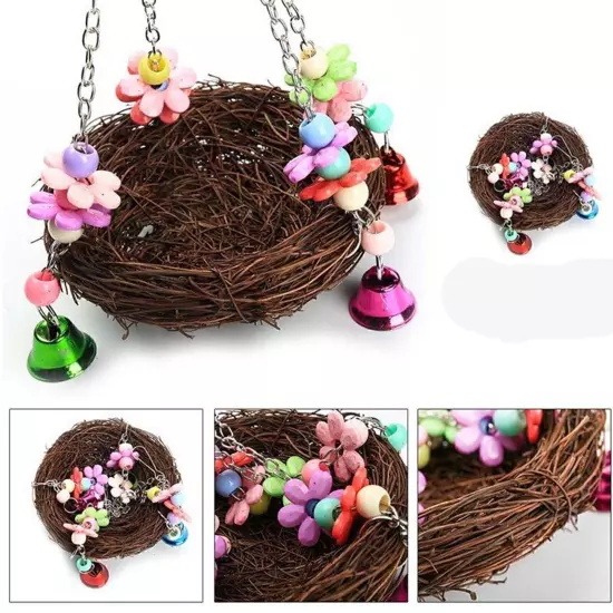 Pet Birds Nest Hammock Swing Toy Cockatiel Parrot Cage Hanging Chew Gift New